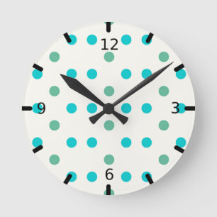 Horloge Ronde Conception rétro de Blue Polka Dot