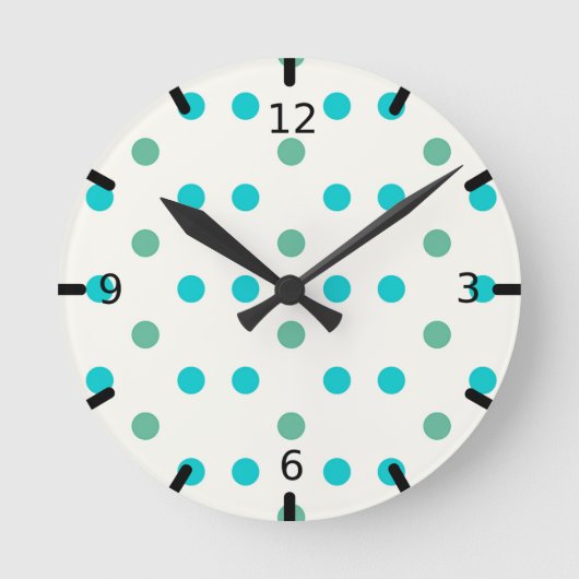 Horloge Ronde Conception rétro de Blue Polka Dot (Recto)
