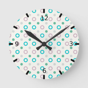Horloge Ronde Conception rétro point circulaire bleu et pourpre