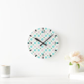 Horloge Ronde Conception rétro point circulaire bleu et violet (Maison)