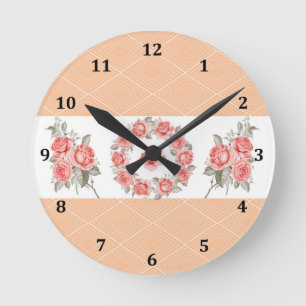 Horloge Ronde Conception Rose et Carré
