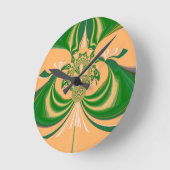 Horloge Ronde Conception Vert Jaune. (Angle)