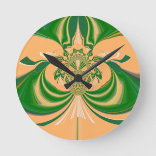 Horloge Ronde Conception Vert Jaune.