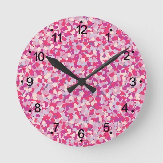 Horloge Ronde Confetti Coeur multicolore2 (Recto)