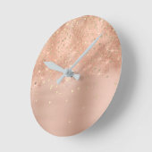 Horloge Ronde Confetti Heart Spark Parties scintillant Rose Or R (Angle)
