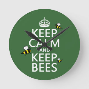Horloge Ronde Conserver le calme et garder les abeilles - toutes