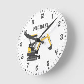 Horloge Ronde Constructeur de construction excavatrice Garçons D (Angle)