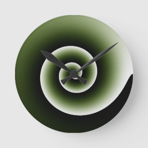 Horloge Ronde Contemporain Vert foncé élégant Twirl Motif