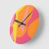 Horloge Ronde Contemporary Form of Orange and Pink Round Clock (Angle)