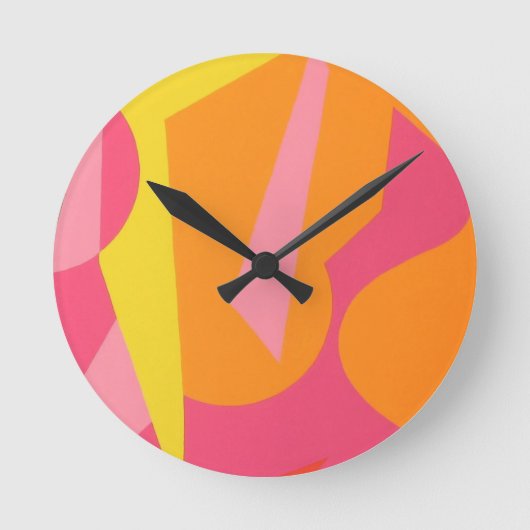 Horloge Ronde Contemporary Form of Orange and Pink Round Clock (Recto)