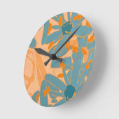 Horloge Ronde Contemporary Leaf Design in Peach bdge (Angle)
