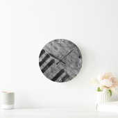 Horloge Ronde Cool antique grunge, effet piano notes musicales (Maison)