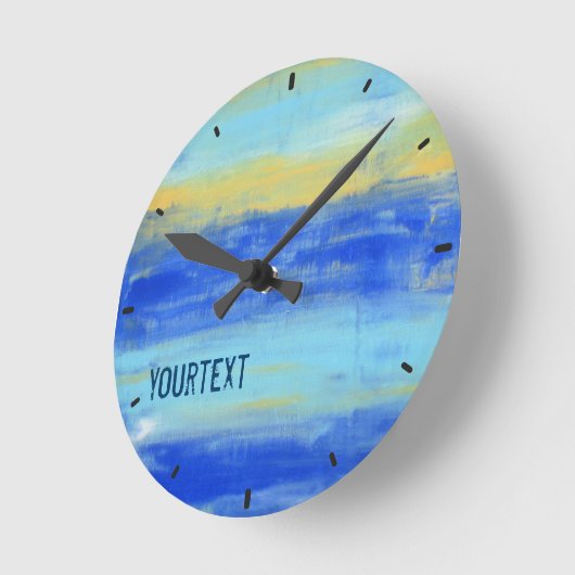 Horloge Ronde Cool Aqua Blue Turquiose Nautical Abstract Art (Angle)