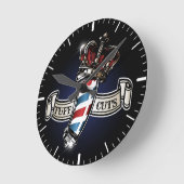 Horloge Ronde Cool Barber Pole et le logo de la Couronne Personn (Angle)