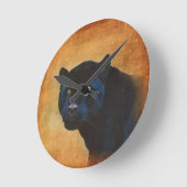 Horloge Ronde Cool Black Jaguar Panther Faune Big Cat (Angle)