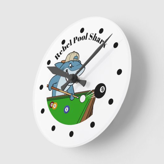 Horloge Ronde Cool Funny Rebel Pool Shark Wall Clocks (Angle)