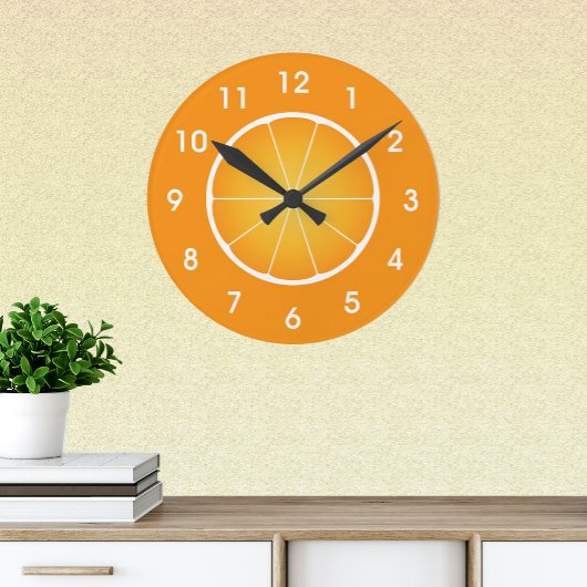 Horloge Ronde Cool Juicy Orange tranche de fruits avec chiffres
