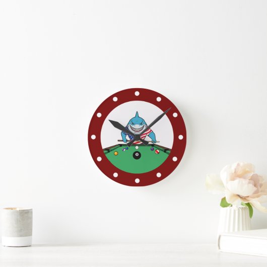 Horloge Ronde Cool Man Cave Pool Shark Wall Clocks (Maison)