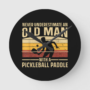 Horloge Ronde Cool Pickleball Art Pour Hommes Femmes Paddle Pick