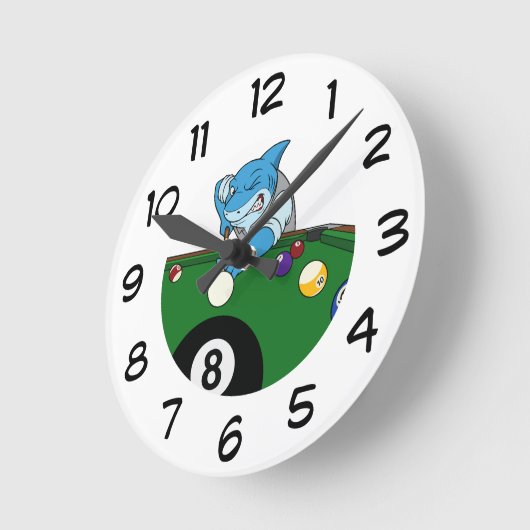 Horloge Ronde Cool Pool Shark Man Cave Wall Clocks (Angle)