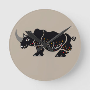 Horloge Ronde Cool RHINO - Animaux en voie de disparition - Afri