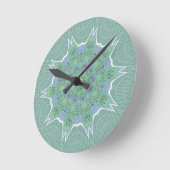 Horloge Ronde Cool vert motif floral (Angle)