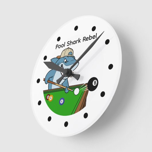 Horloge Ronde Coolest Man Cave Pool Shark Rebel Wall Clocks (Angle)