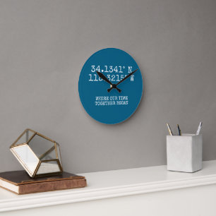 Horloge Ronde Coordonnées GPS de temps passé ensemble Personnali