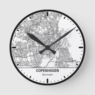 Horloge Ronde Copenhagen Clock City Line Art