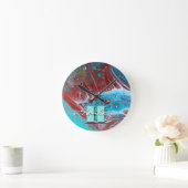 Horloge Ronde Copper and Teal Acrylic Flow (Maison)