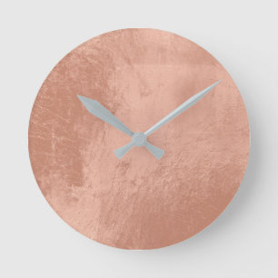 Horloge Ronde Copper Rose Gold Metallic Glass Gray Minimum