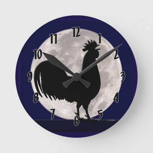 Horloge Ronde Coq au clair de lune (Recto)