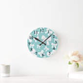 Horloge Ronde Coquette Bleu & Blanc (Maison)