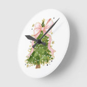 Horloge Ronde Coquette Bow Christmas Tree Vacances Fille tenue W (Angle)
