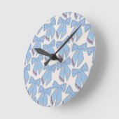 Horloge Ronde Coquette Bows Bleus (Angle)