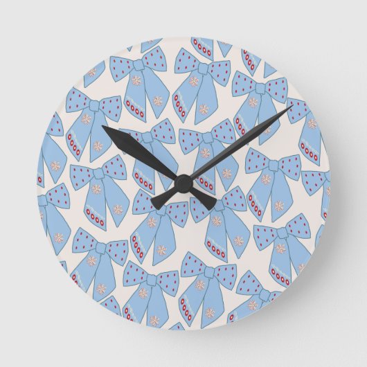 Horloge Ronde Coquette Bows Bleus (Recto)