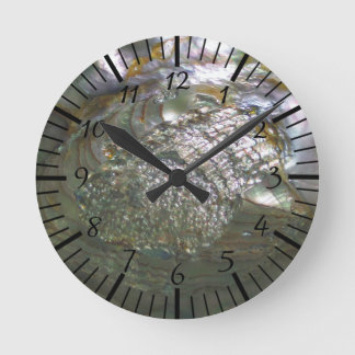 Horloge Ronde Coquillage d'Abalone Chatoyant, Belle Nature