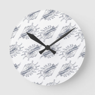 Horloge Ronde Coquillage élégant sans couture motif lancer oreil