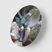Horloge Ronde Coquille de verre de mer collectée (Angle)