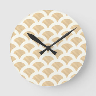 Horloge Ronde Coquille Saint-Jacques Sépia