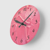 Horloge Ronde Corail de peinture humide rose (Angle)
