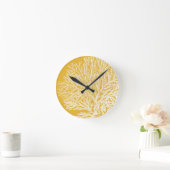 Horloge Ronde Corail jaune et blanc (Maison)