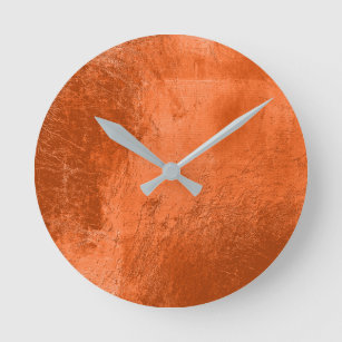 Horloge Ronde Coral cuivre Cuir Métal Verre Orange Minimal