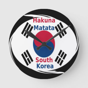 Horloge Ronde Corée du Sud Hakuna Matata Art Imprimer/Graphique