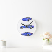 Horloge Ronde Corvette bleue : (Maison)
