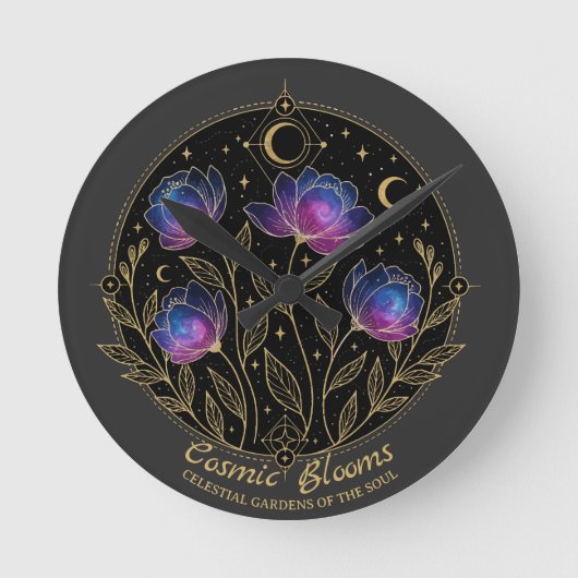 Horloge Ronde Cosmic Blooms – Celestial Floral (NO NUMBERS) (Recto)