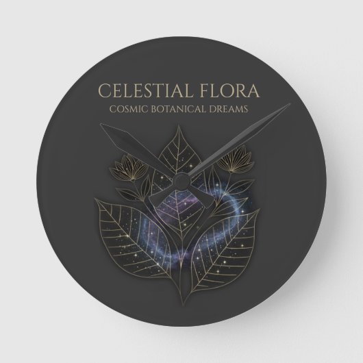 Horloge Ronde Cosmic Botanical Shadows & Starry Plant Outlines (Recto)