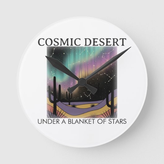 Horloge Ronde Cosmic Desert Aurora • Western Retro (NO NUMBERS) (Recto)