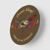 Horloge Ronde Cosmic Dragonfly - Galaxy Wings & Nebula Trails (Angle)