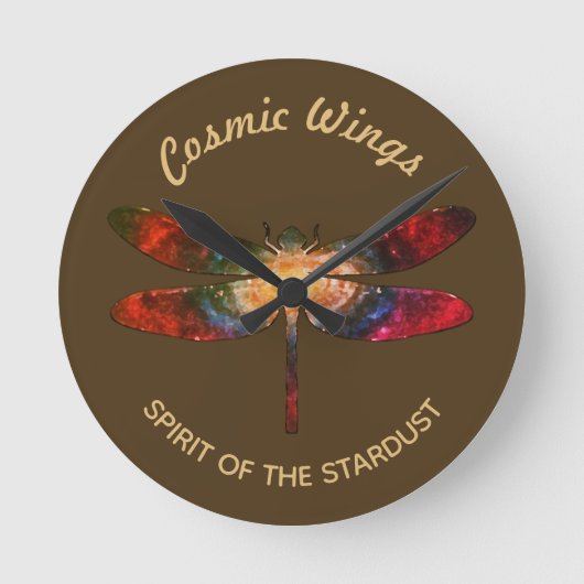Horloge Ronde Cosmic Dragonfly • Galaxy Wings (NO NUMBERS) (Recto)